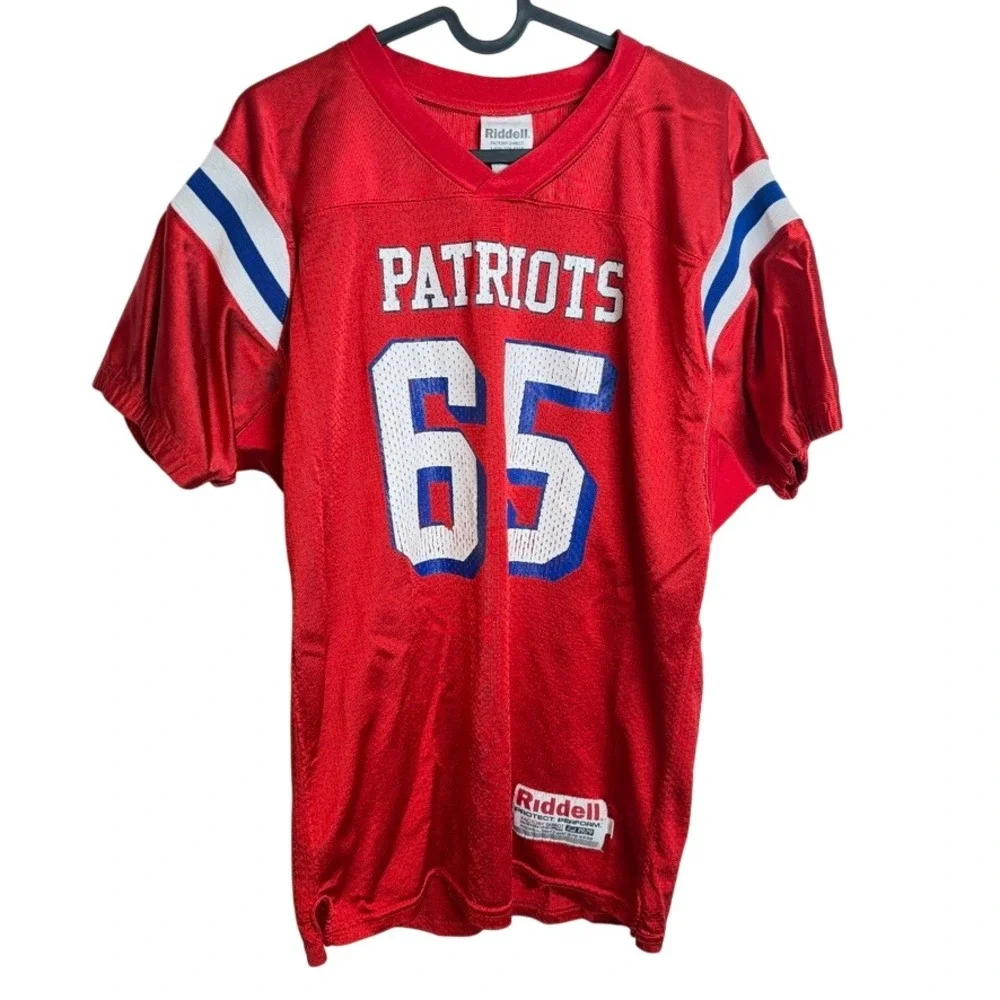 Patriots Football Jersey Riddell Youth XL Red Blue White‎ Mesh Fan Gear Sports
